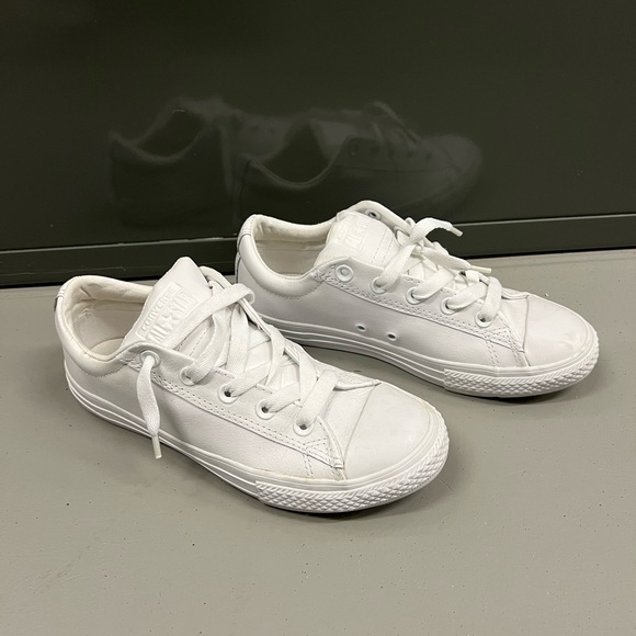 junior converse white leather